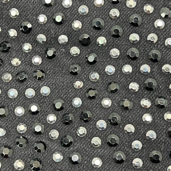 Black Denim Shorts Studded Detail Cutoff Raw Hem Summer Glam Rhinestone Beaded - Picture 13 of 17